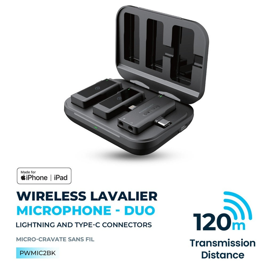 Powerology wireless lavalier microphone for iPhone and iPad
