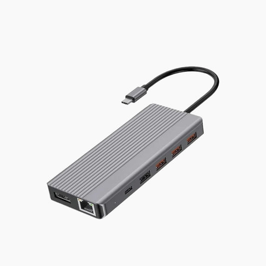 Powerology 13 in 1 Dual Hdmi & DP 4K USB-C Hub Ethernet 10Gbps Data Transfer
