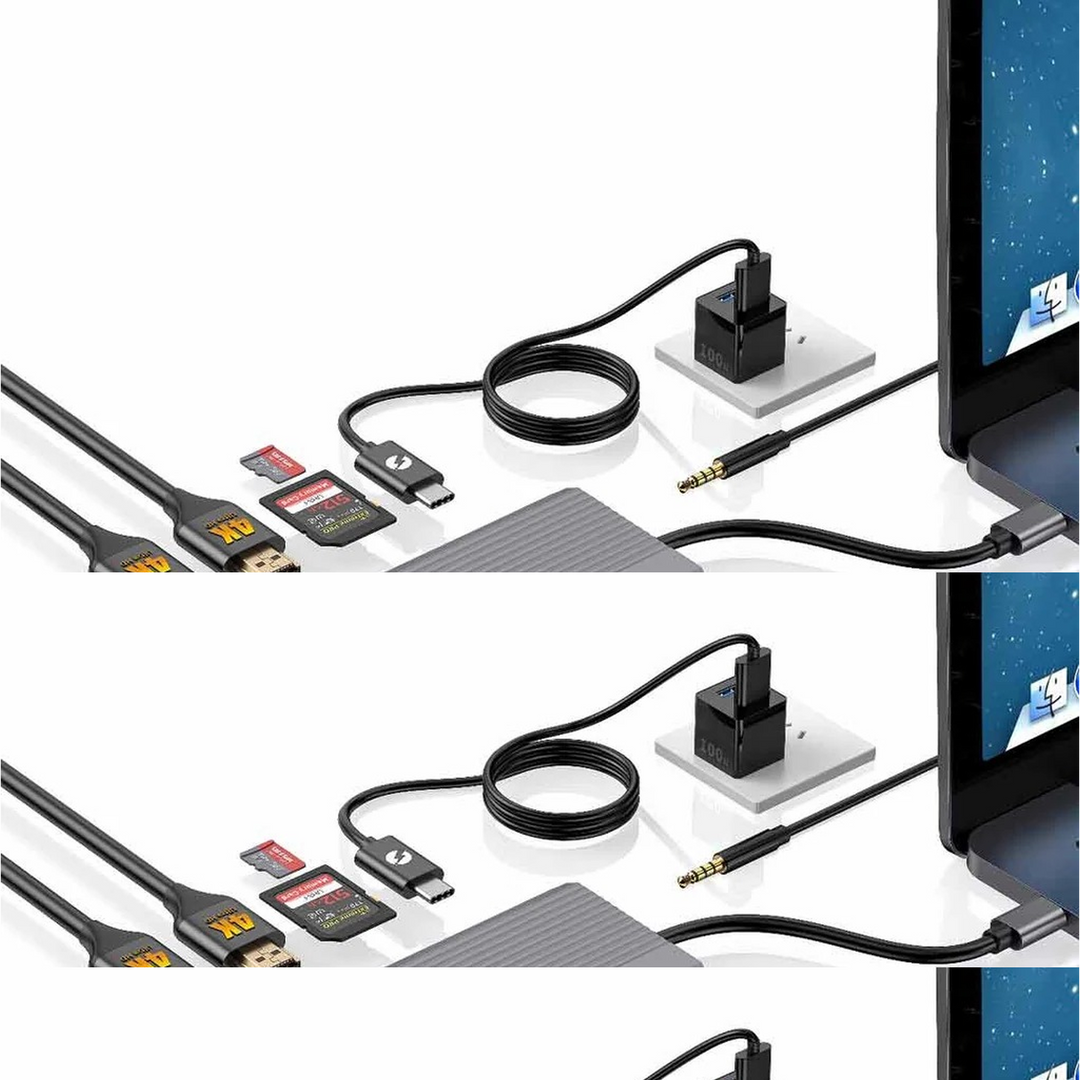 Powerology 13-in-1 USB-C Hub with dual HDMI and DP 4K support