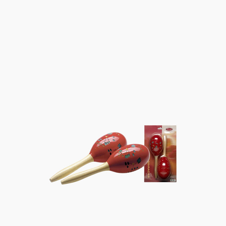 Stagg Pair Of Oval Wooden Maracas, Flower Finish