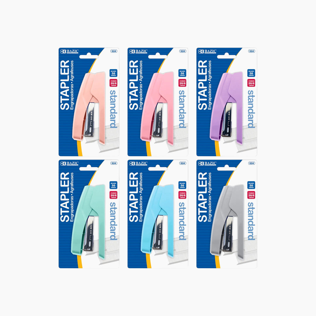 Bazic Pastel Color Standard Stapler - 26/6