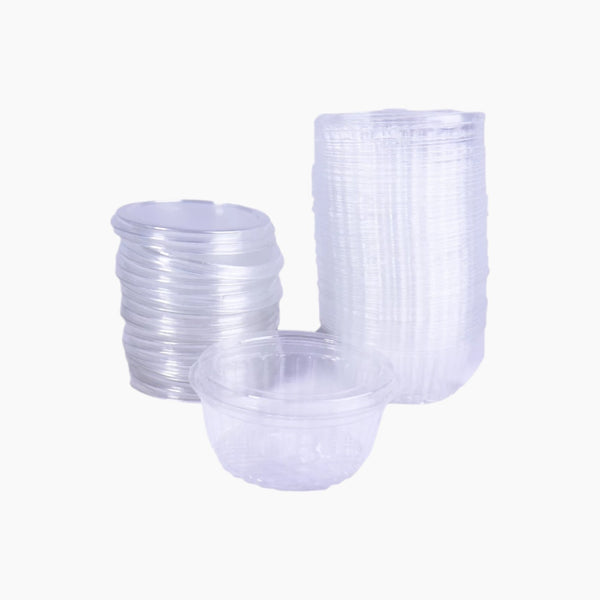 Plastic Containers Round Ripple with Lid 100 Pcs
