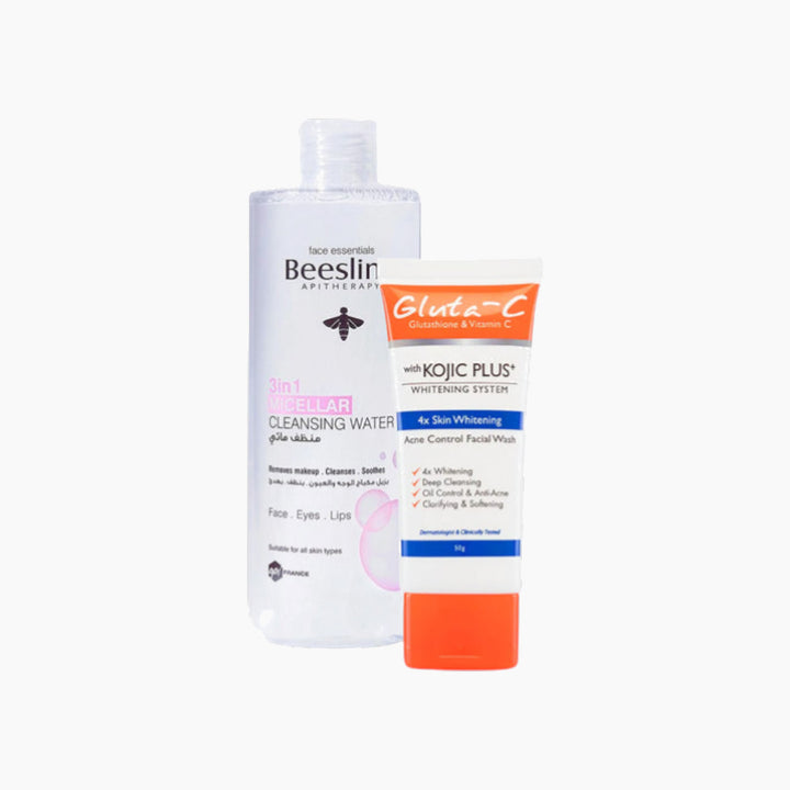 Beesline 3 in 1 Micellar Cleansing Water and GLUTA-C Acne Control Facial Wash Set