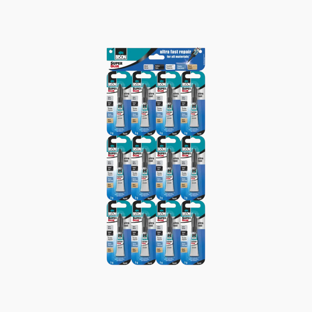 Bison Super Glue Liquid 12Crd 2G