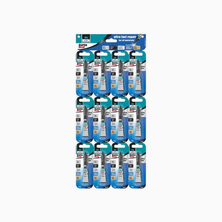 Bison Super Glue Liquid 12Crd 2G