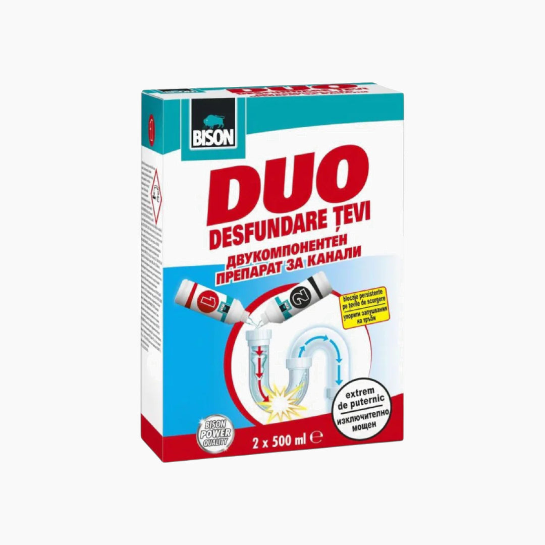 Bison Liquid Unlblocker Two-Component Drain Cleaner Set 500 Ml