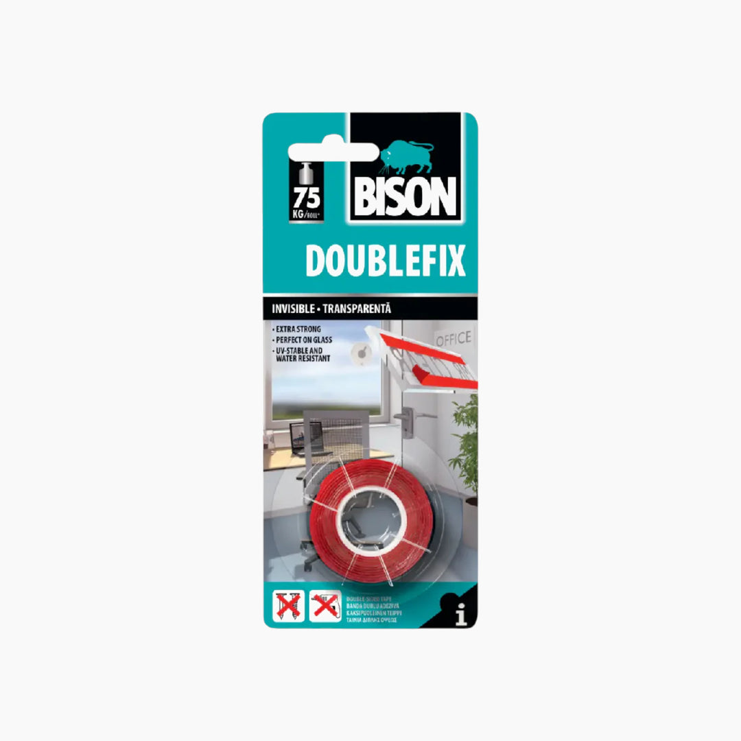 Bison Double Sided Clear Tape 1.5 M X 19 Mm 75 Kg