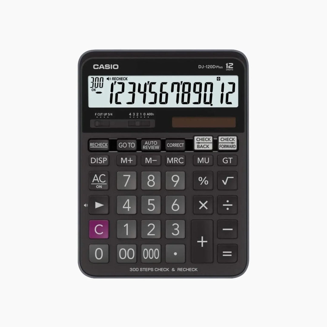 Casio DJ-120D Plus 12-digit desktop calculator with dual power