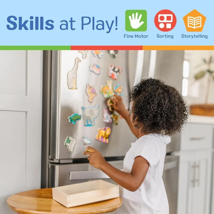 Melissa &amp; Doug wooden animal magnets with multi-colored pieces