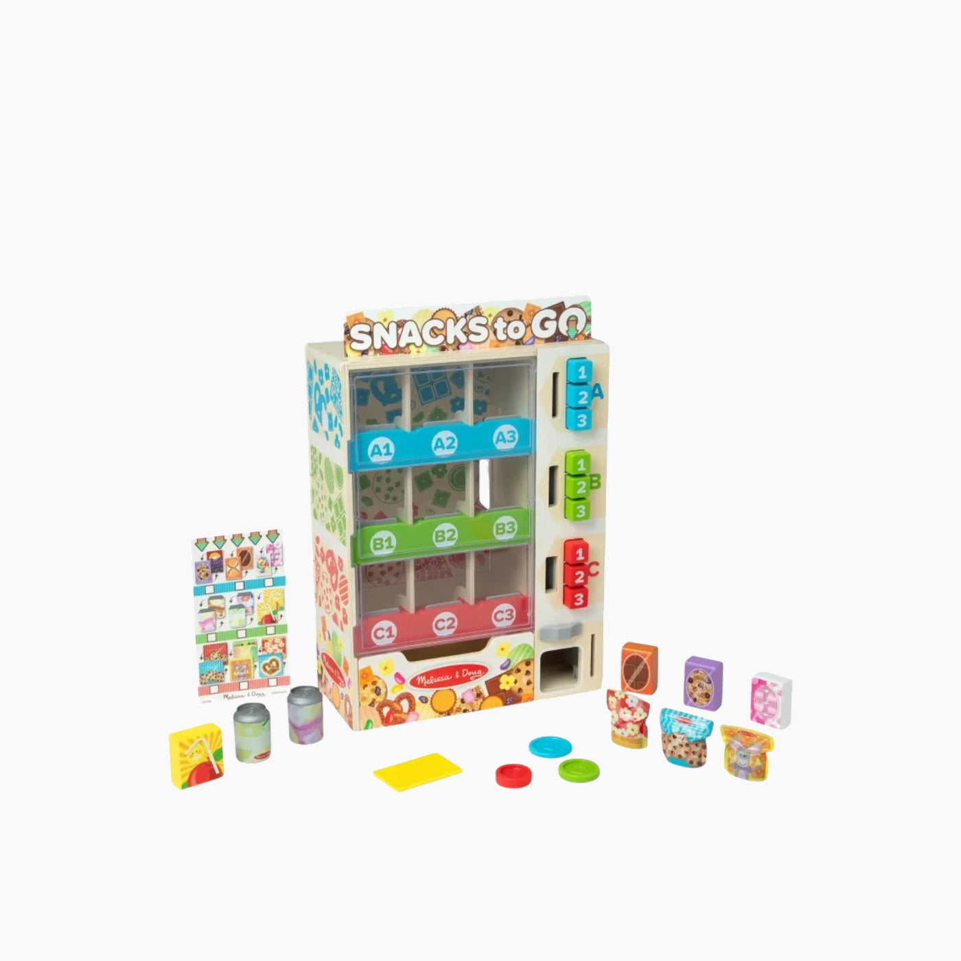 Melissa & Doug wooden vending machine play set with play food
