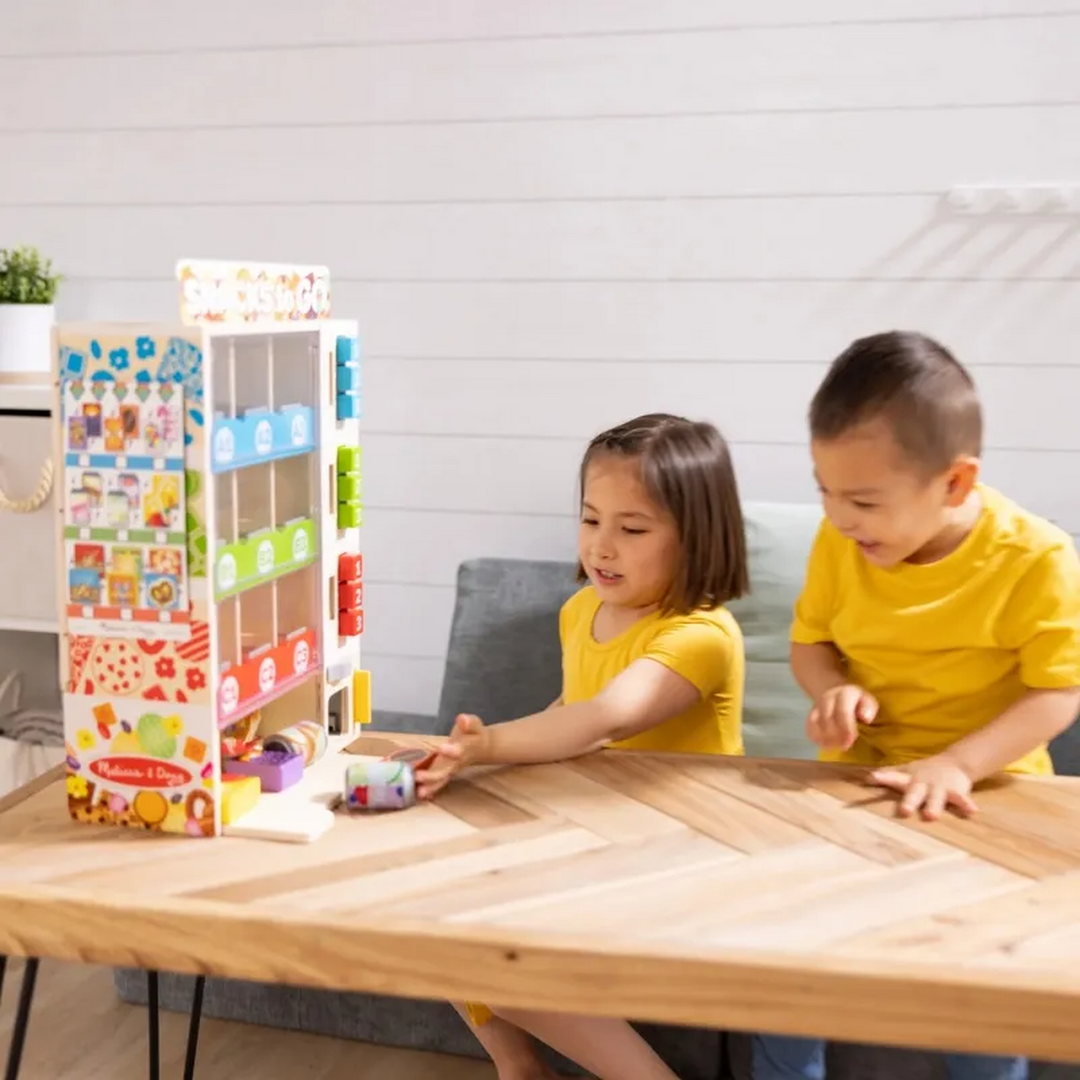Melissa &amp; Doug wooden vending machine play set with play food