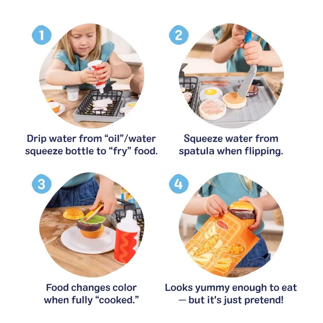 Melissa &amp; Doug Water Wow! Flip &amp; Fry Grill Play Set with color-changing food