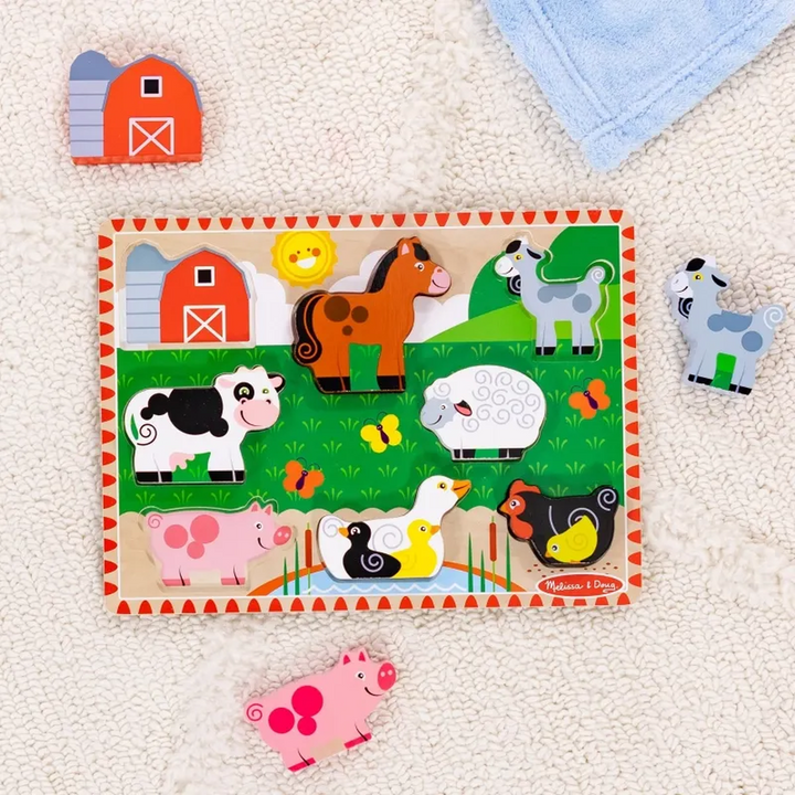 Melissa &amp; Doug Farm Chunky Puzzle- 8 Pieces
