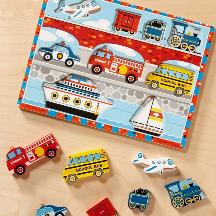 Melissa &amp; Doug wooden vehicles chunky puzzle