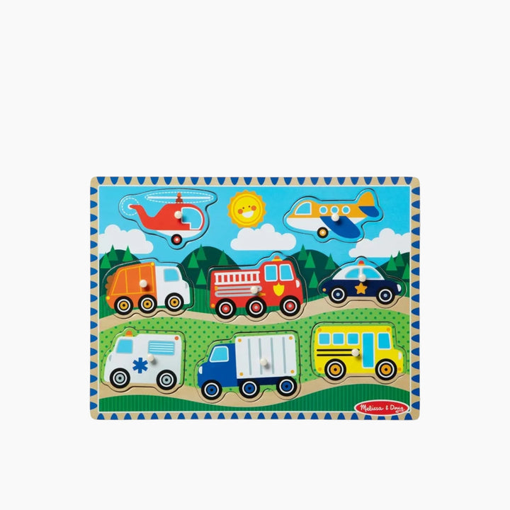 Melissa &amp; Doug Vehicles Peg Puzzle- 8 Pieces