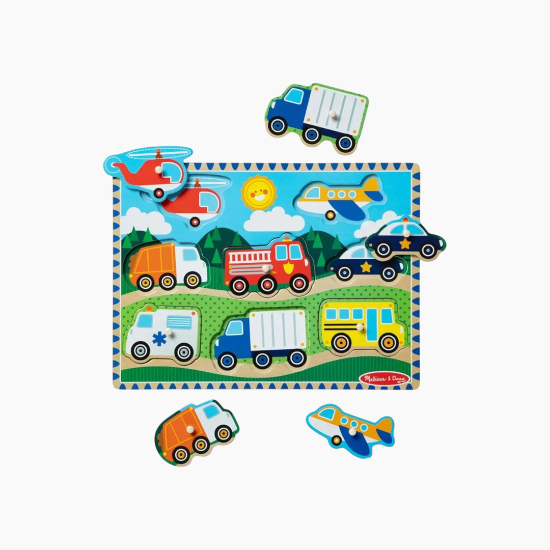 Melissa &amp; Doug Vehicles Peg Puzzle- 8 Pieces