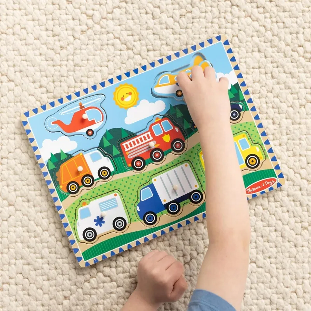Melissa &amp; Doug Vehicles Peg Puzzle- 8 Pieces