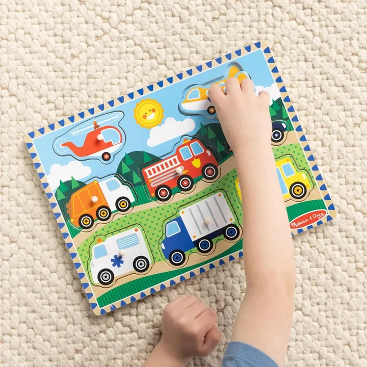 Melissa &amp; Doug Vehicles Peg Puzzle- 8 Pieces