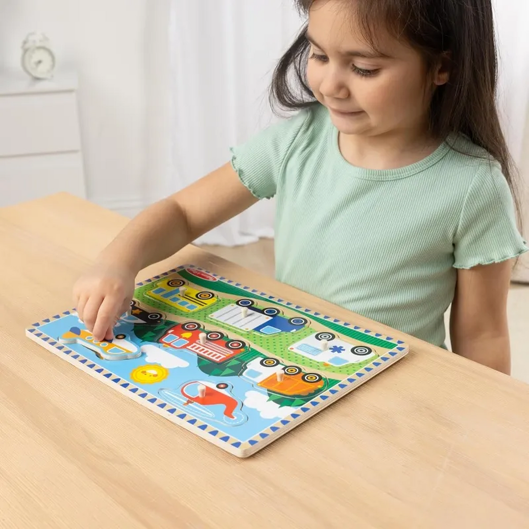 Melissa &amp; Doug Vehicles Peg Puzzle- 8 Pieces