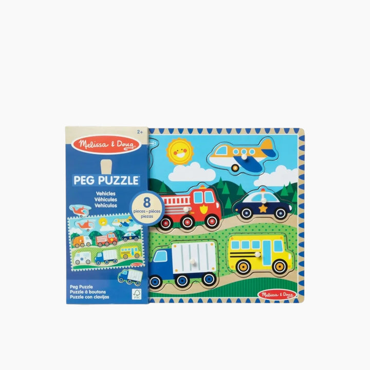 Melissa &amp; Doug Vehicles Peg Puzzle- 8 Pieces
