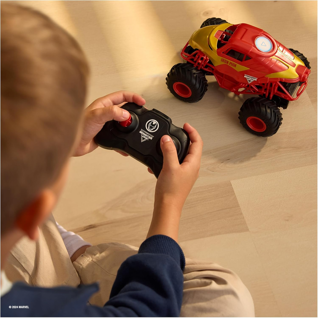 Spin Master Monster Jam Iron Man RC monster truck in bright red and gold