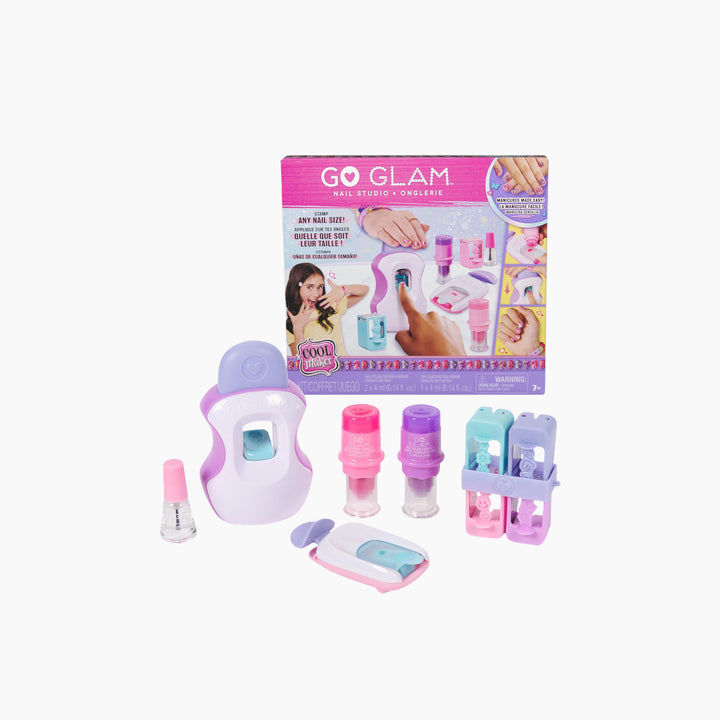 Spin Master Go Glam Studio nail kit with pink and purple applicators