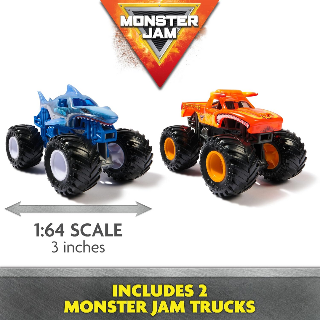 Monster Jam Supercharge Speedway Playset with two 1:64 scale monster trucks