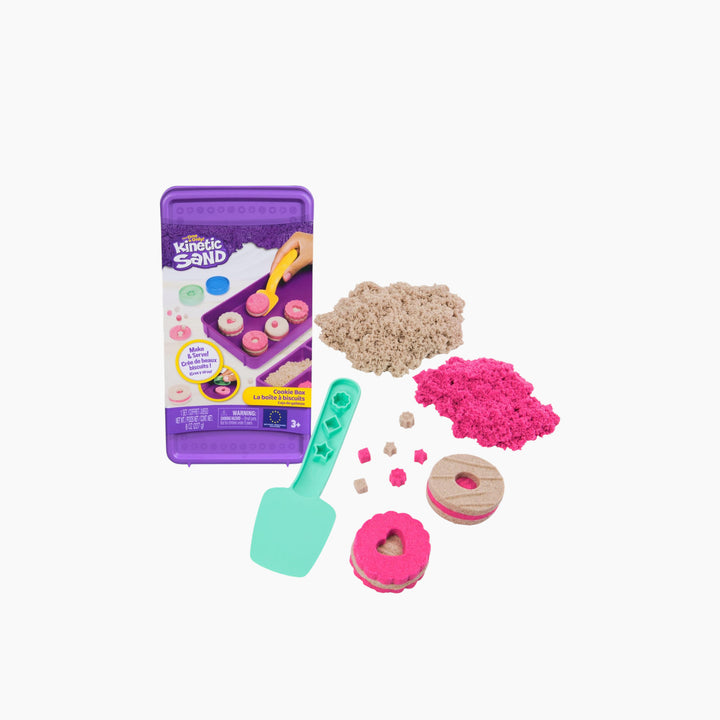 Spin Master Kinetic Sand cookie box toy with pink and brown sand