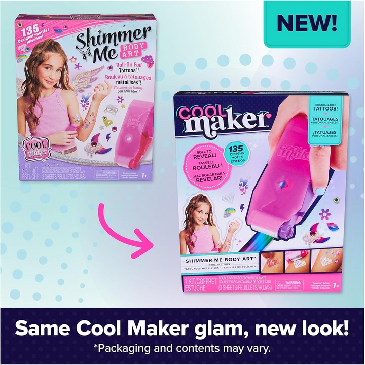 Spin Master Cool Maker Shimmer Me temporary tattoo kit with metallic foil
