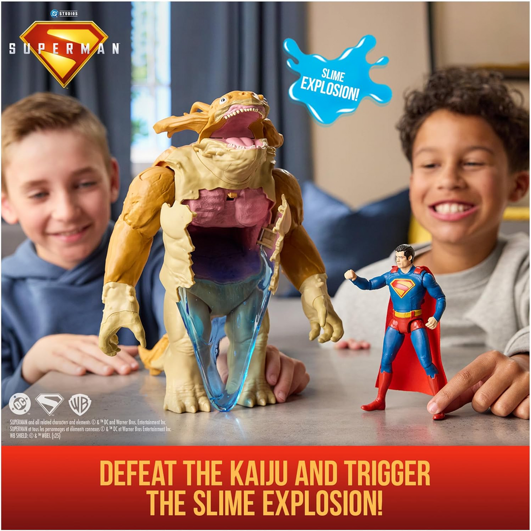 Spin Master Superman Kaiju Slime Battle action figure with 12-inch Kaiju monster and 6-inch Superman figure.