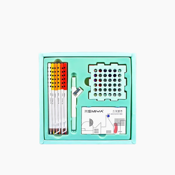 Geometry City Oil Colored Pencil Gift Box 36 Colors Blue