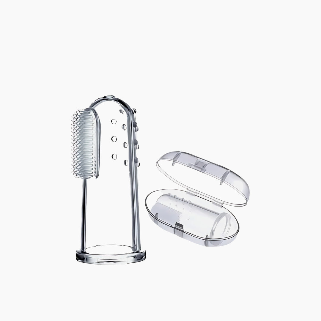 Ababy Silicone Baby Finger Toothbrush Transparent One Piece with cover