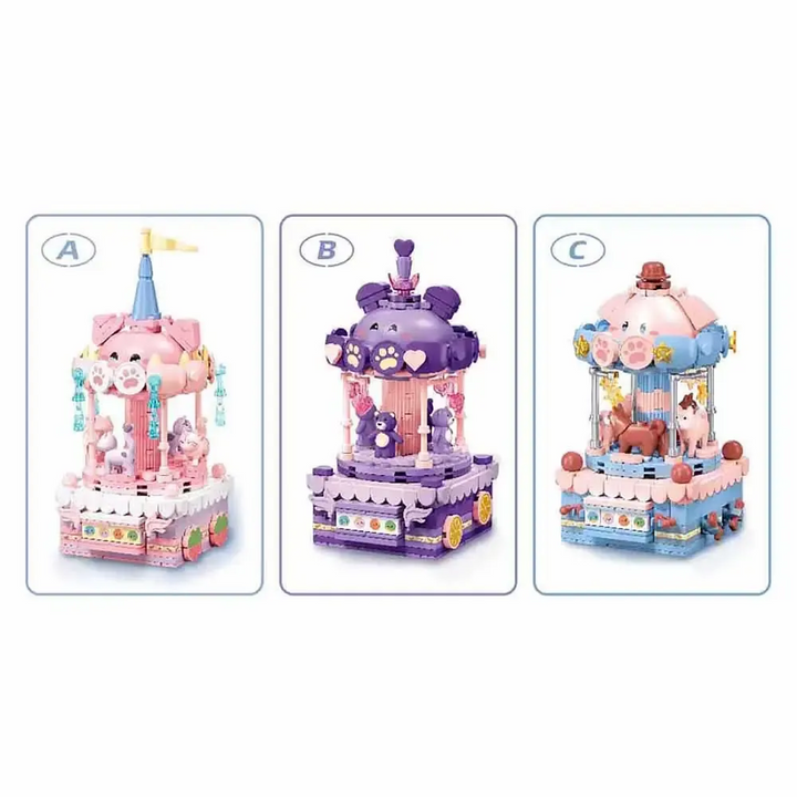 Sluban Pleyerid Hand Cranked Merry Go Round 3 Types 1 Piece Assorted