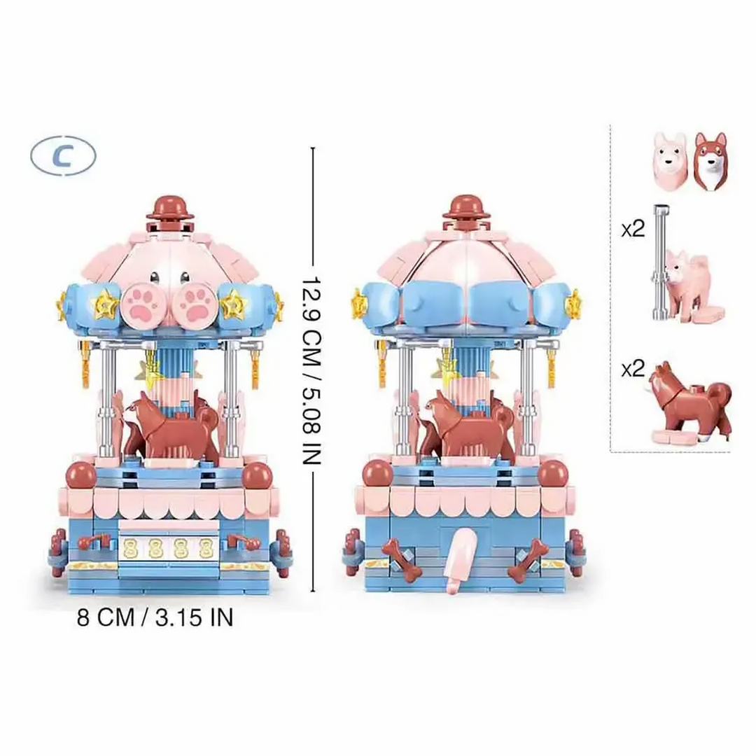 Sluban Pleyerid Hand Cranked Merry Go Round 3 Types 1 Piece Assorted