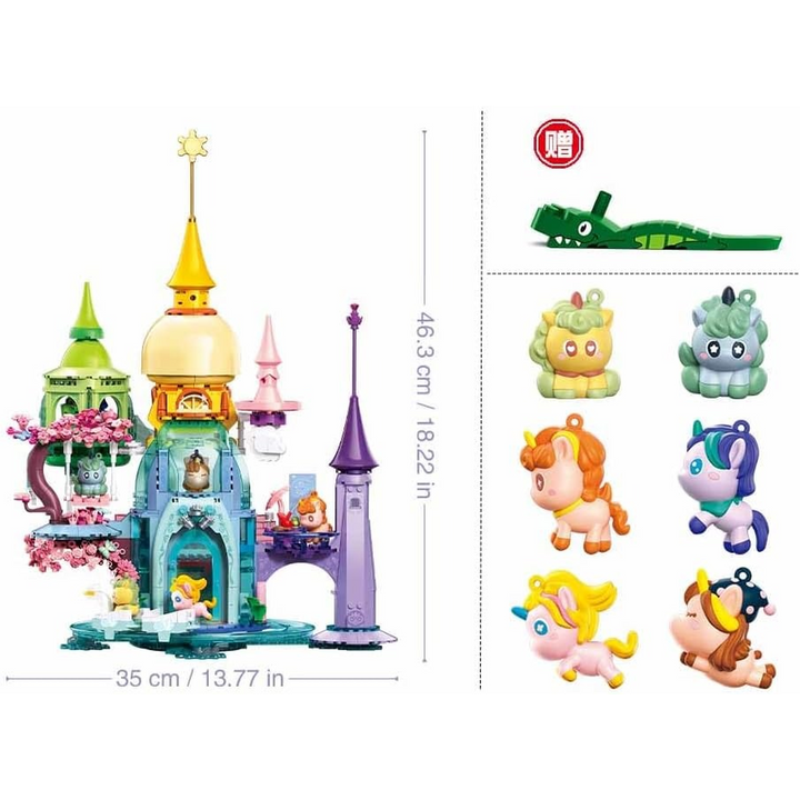 Sluban Girls Dream Unicorn Rainbow Castle - 901 Pieces