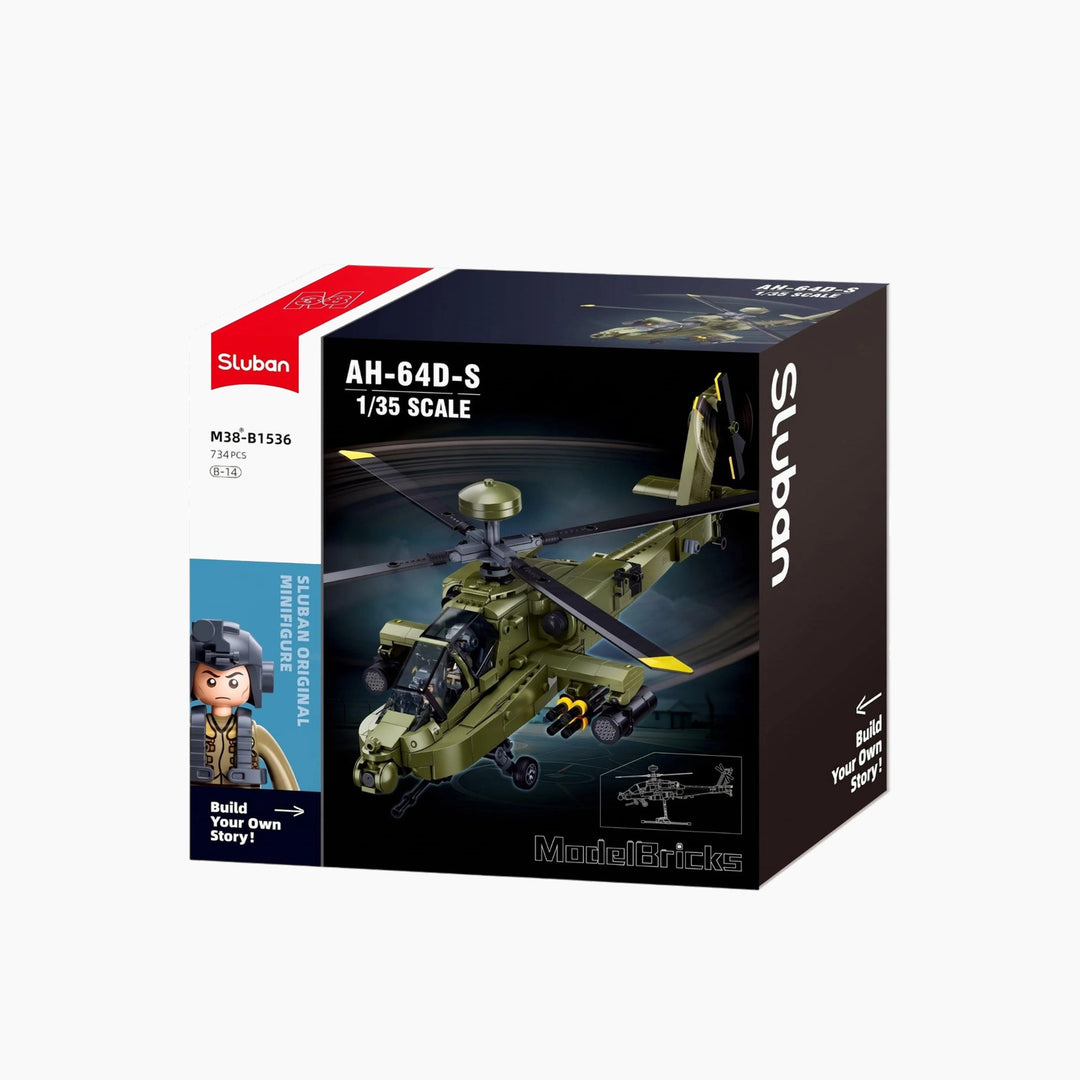 Sluban ModelBricks 1:44 AH-64D Apache Helicopter - 728 Pieces