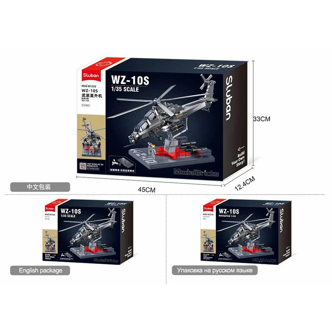 Sluban Army WZ-10S Attack Helicopter 1:45 - 419 Pieces
