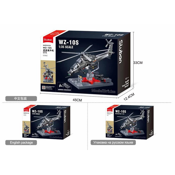 Sluban Army WZ-10S Attack Helicopter 1:45 - 419 Pieces