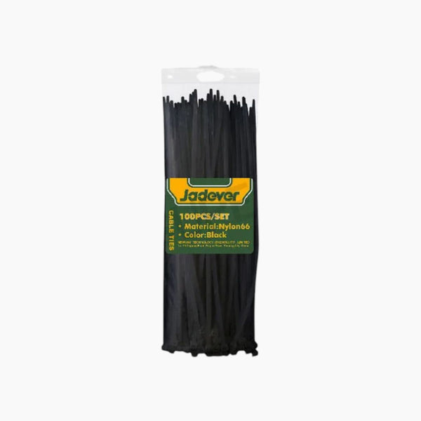 ربطات كابلات Jadever مقاس 200×3.6 مم، عبوة من 100 قطعة - أسود
