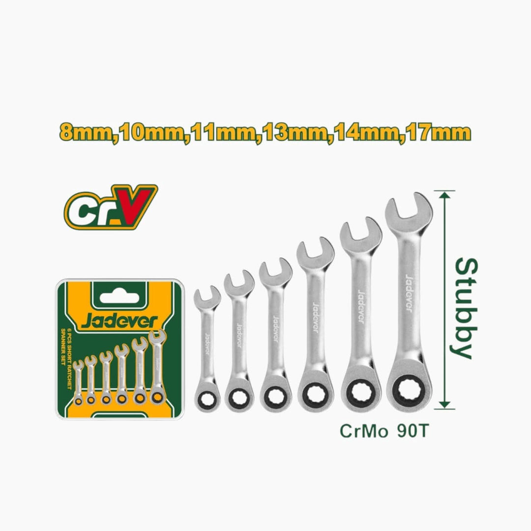 Jadever 6 Piece Short Ratcheting Split Ring Wrench Set - HUNA
