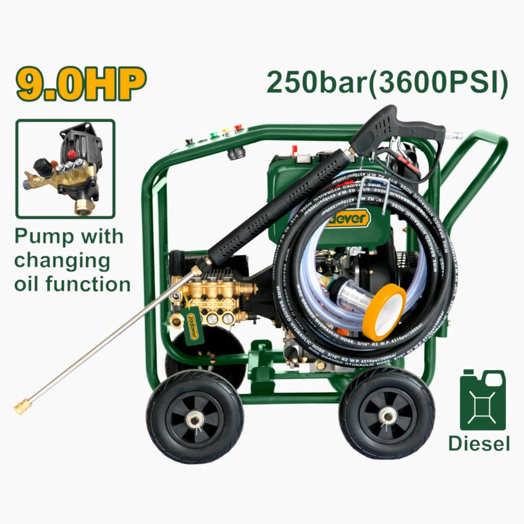 Jadever 9HP 250 Bar Diesel Pressure Washer - HUNA