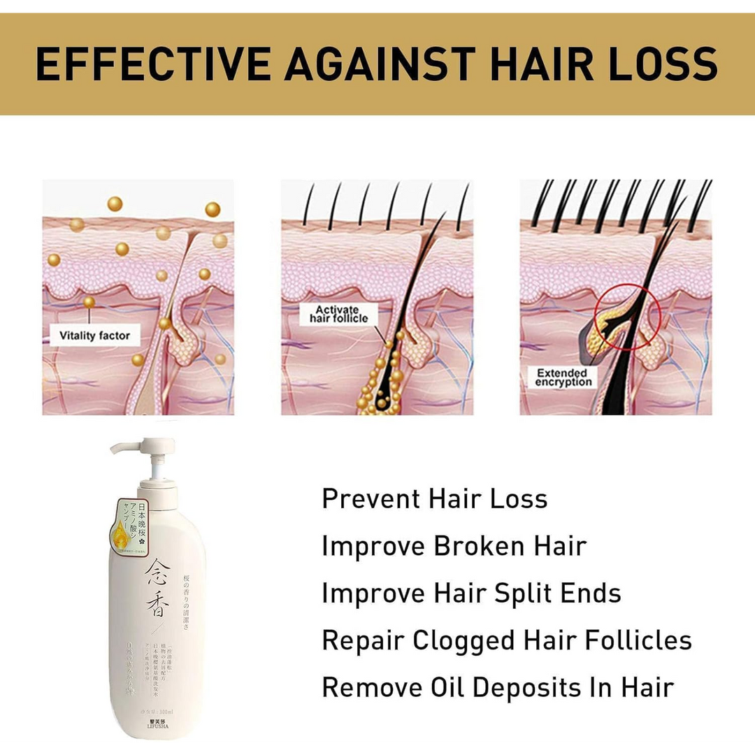 Sakura Japanese Shampoo For Hair Growth, Anti-Hair Loss And Anti-Dandruff - 300Ml