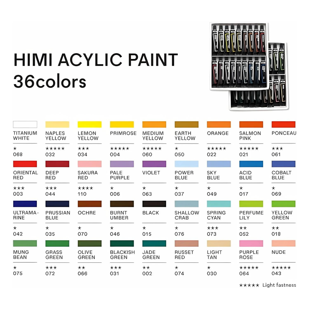 Miya Acrylic Paint Tube Set, 18 assorted shades