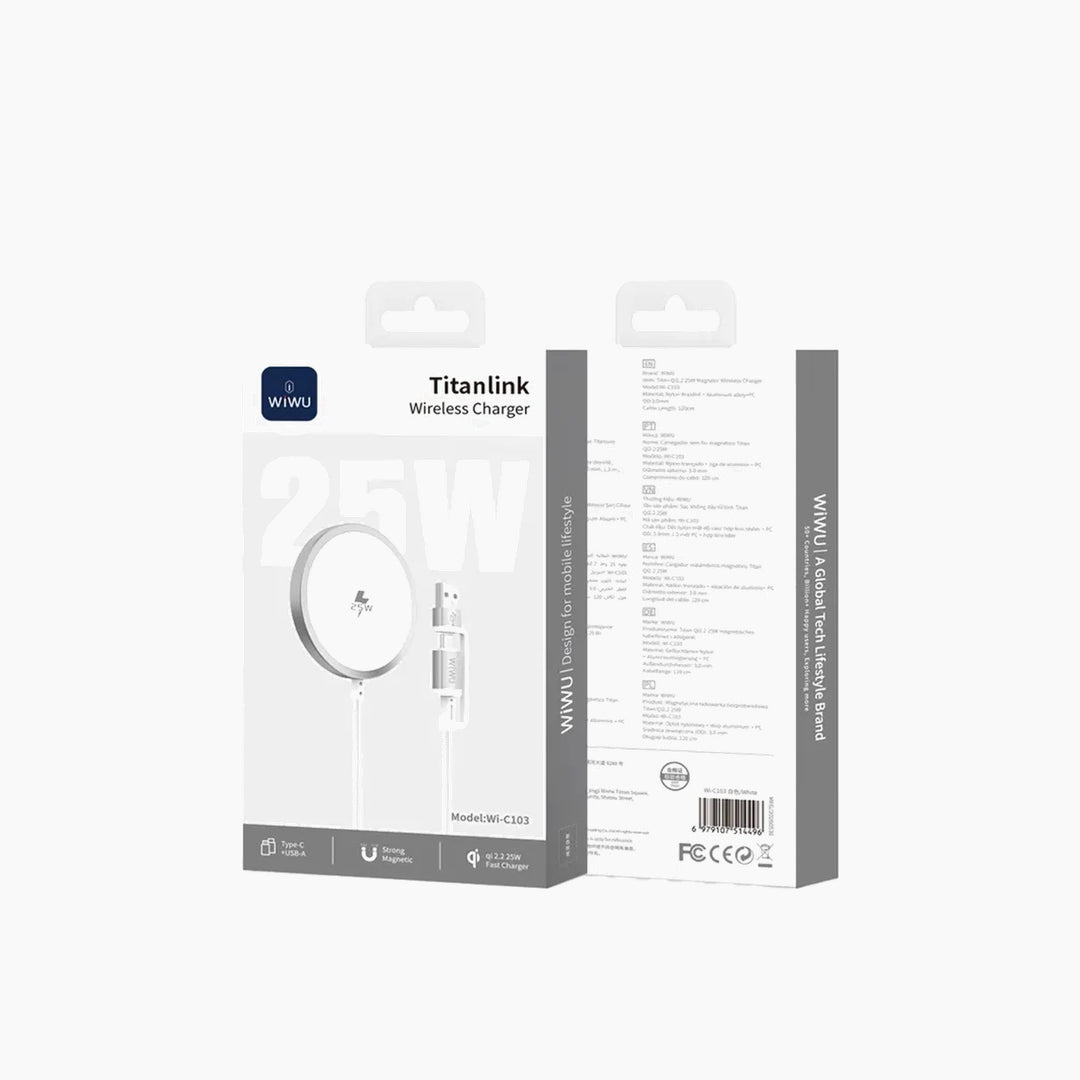 WiWU 25W Qi2.2 Tianlink Wireless Charger Wi-C103 (USB-A + USB-C)