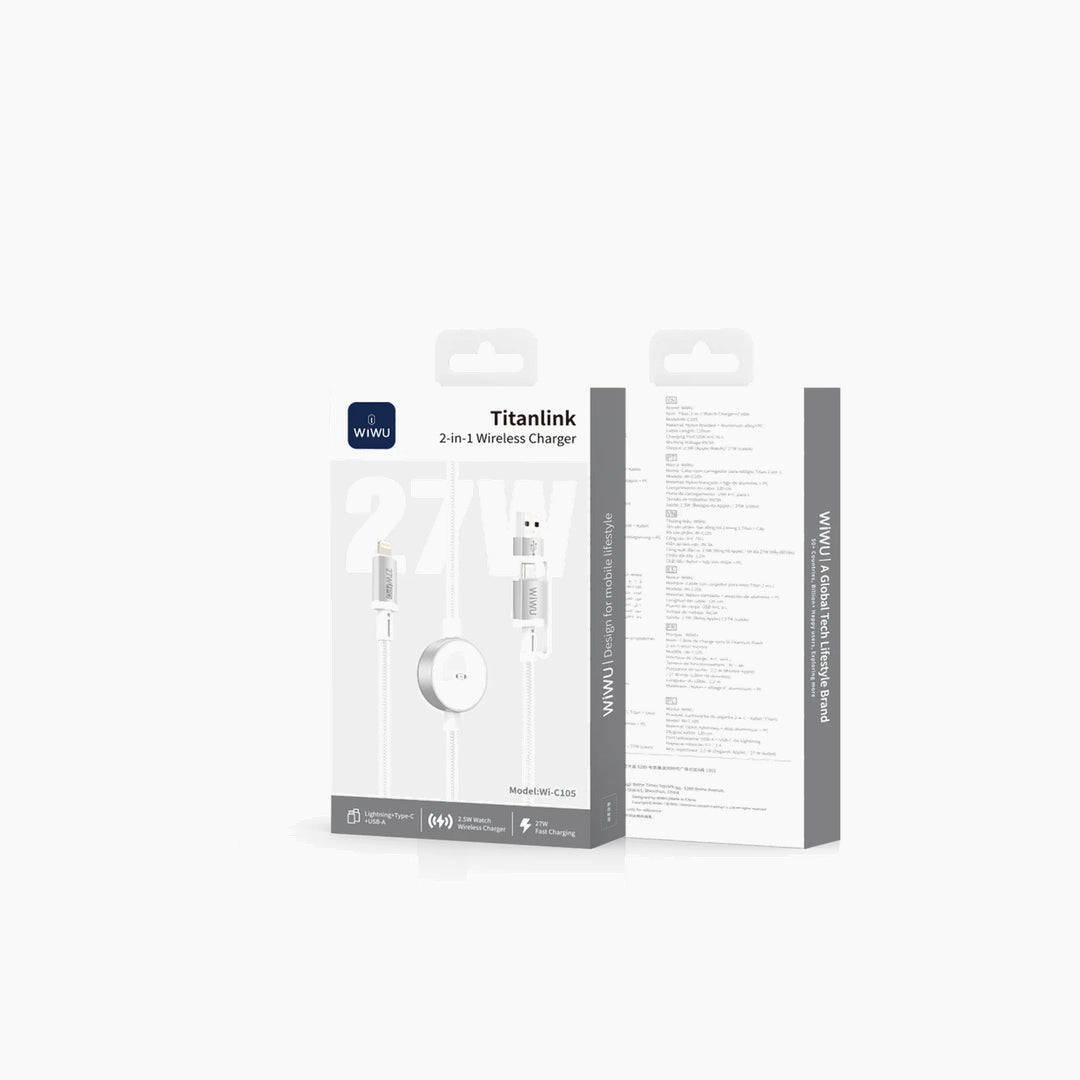 WiWU 27W Tianlink 2-in-1 Wireless Charger Wi-C105 (A+C to L)