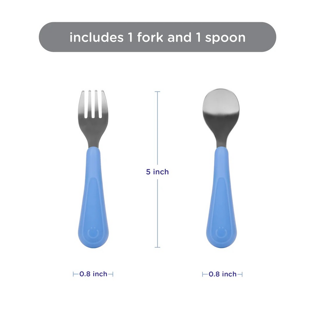 Ubbi Stainless Steel Utensils - 1 Fork + 1 Spoon, Polaris