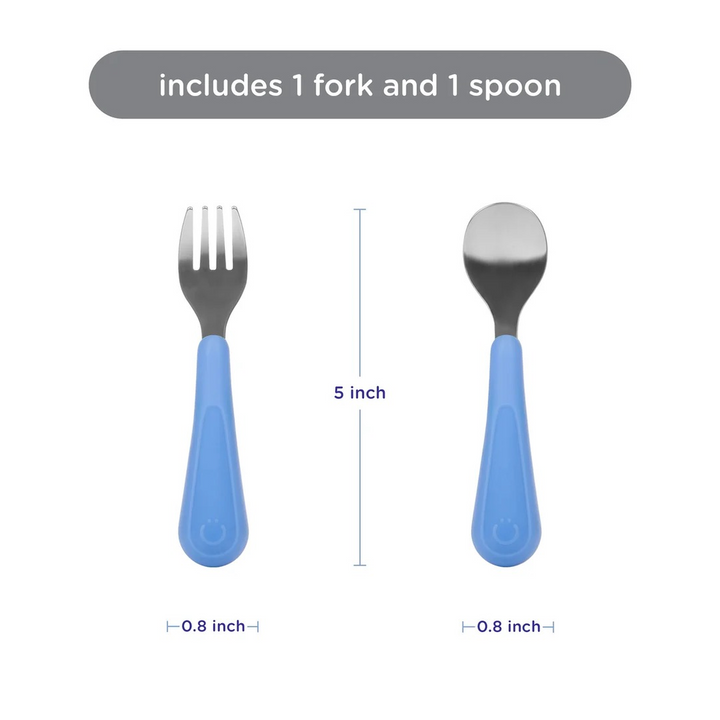 Ubbi Stainless Steel Utensils - 1 Fork + 1 Spoon, Polaris