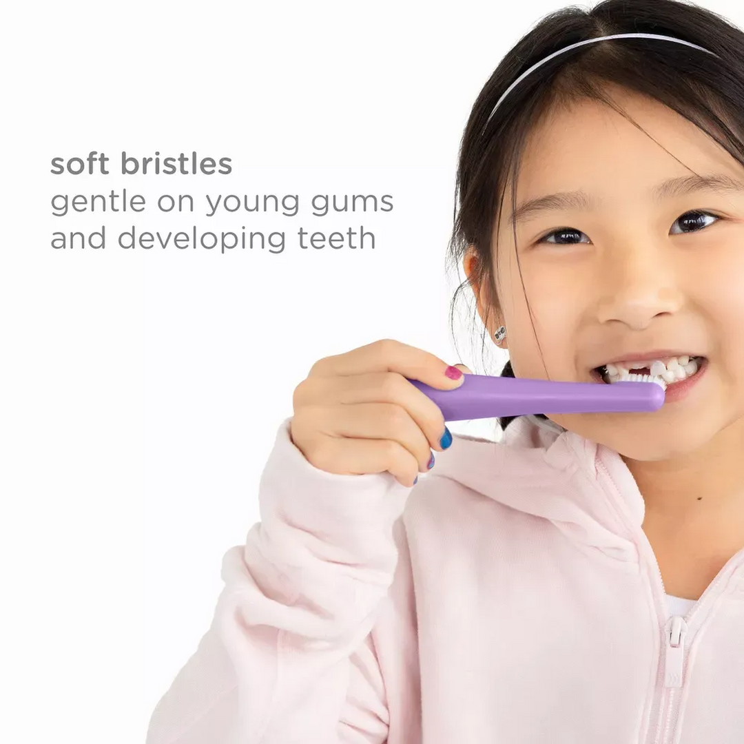 Ubbi 2 Bristled Toothbrush, Purple + Zest