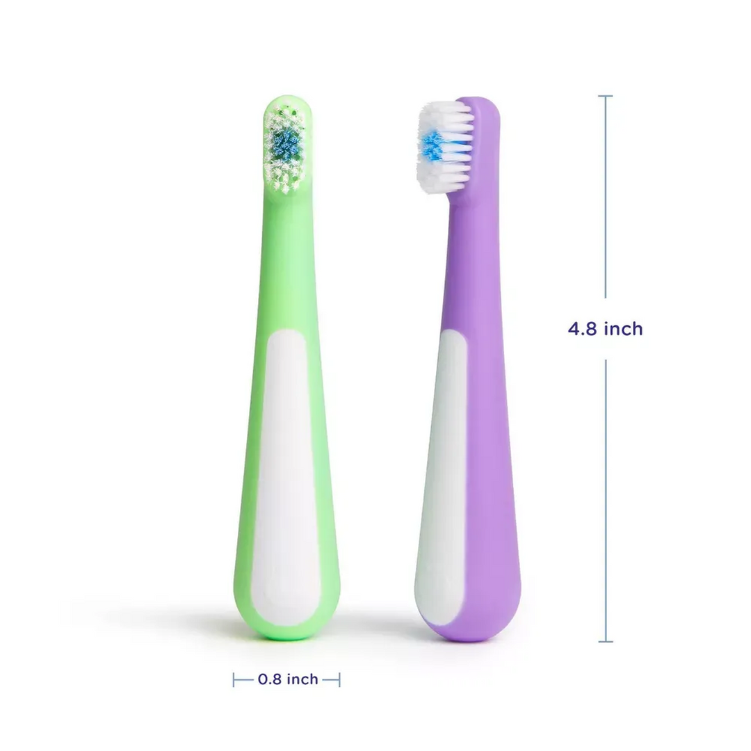 Ubbi 2 Bristled Toothbrush, Purple + Zest