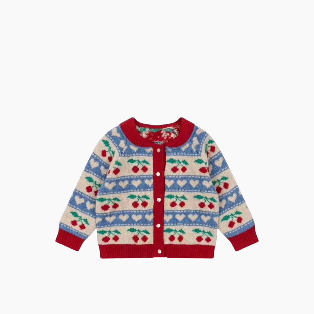 Beebee  Kids Cherry Knit Cardigan &amp; Matching Hat Set